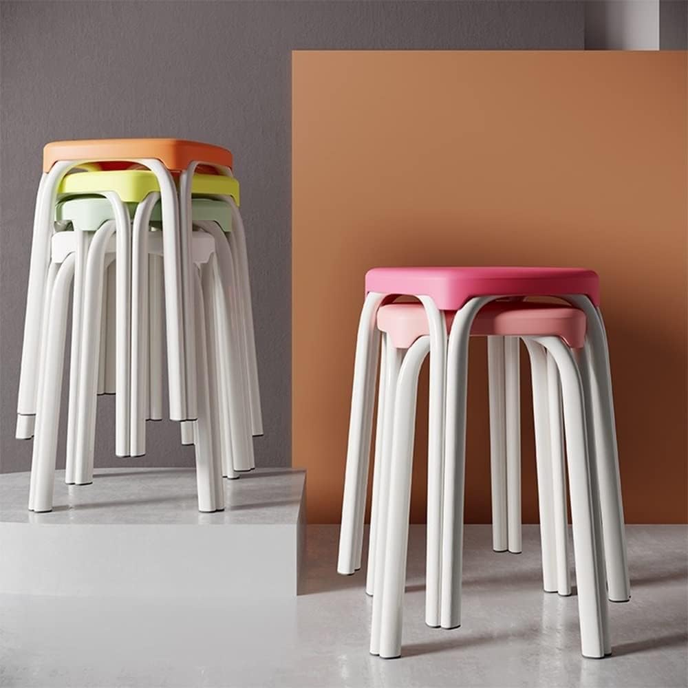 Set of 4 Green Metal Stacking Stools E381744