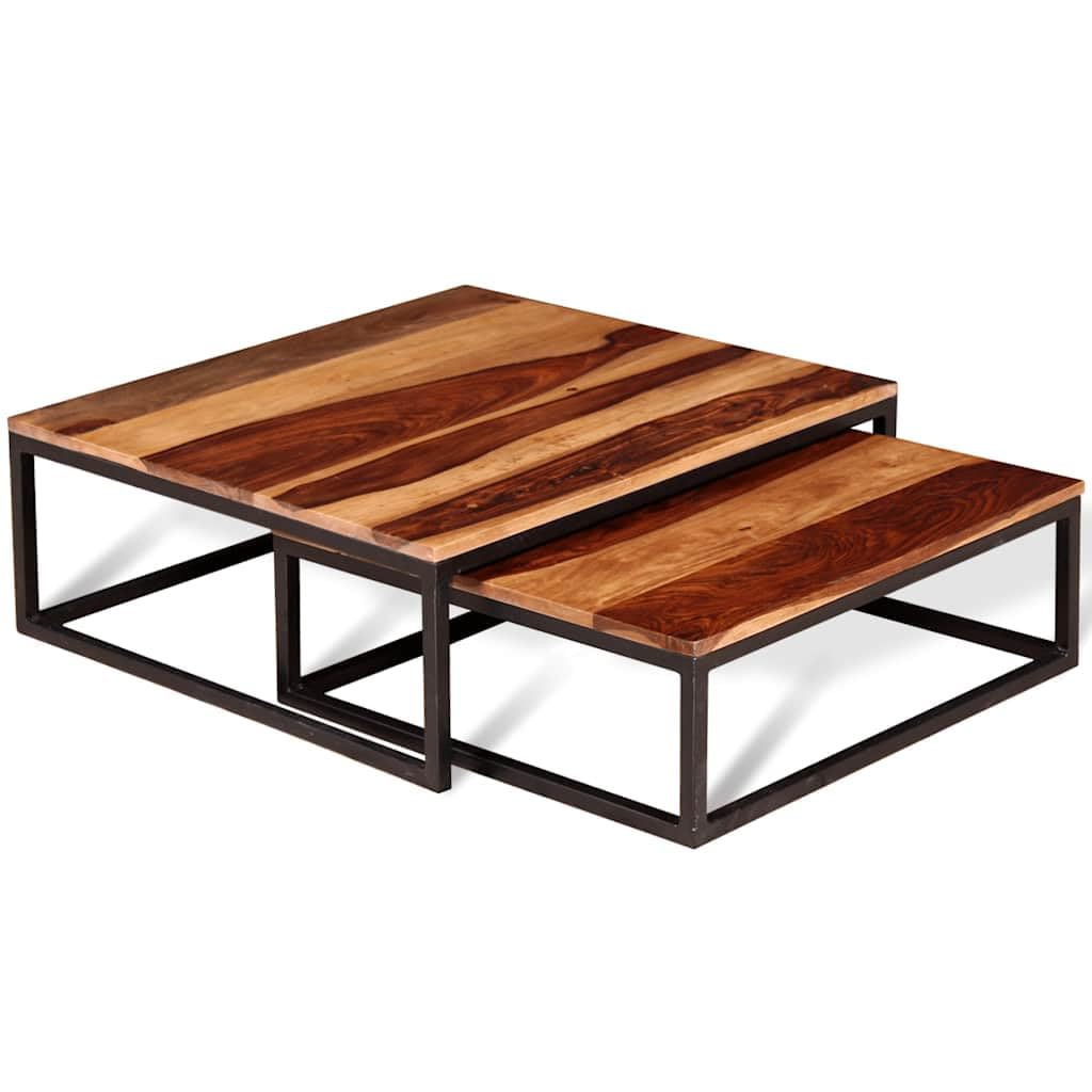 Solid Sheesham Wood Nesting Coffee Table Set V4065