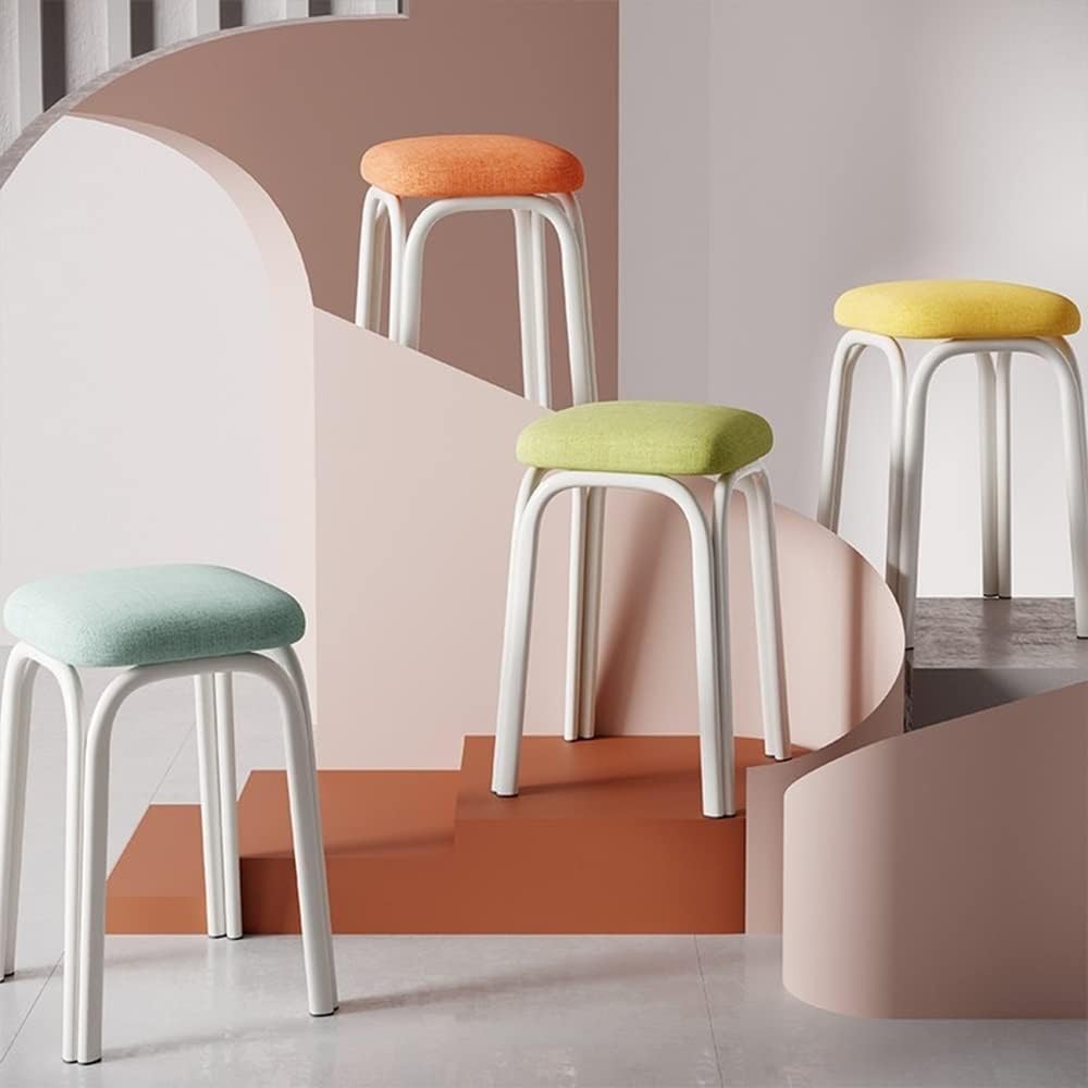 Set of 4 Green Metal Stacking Stools E381744