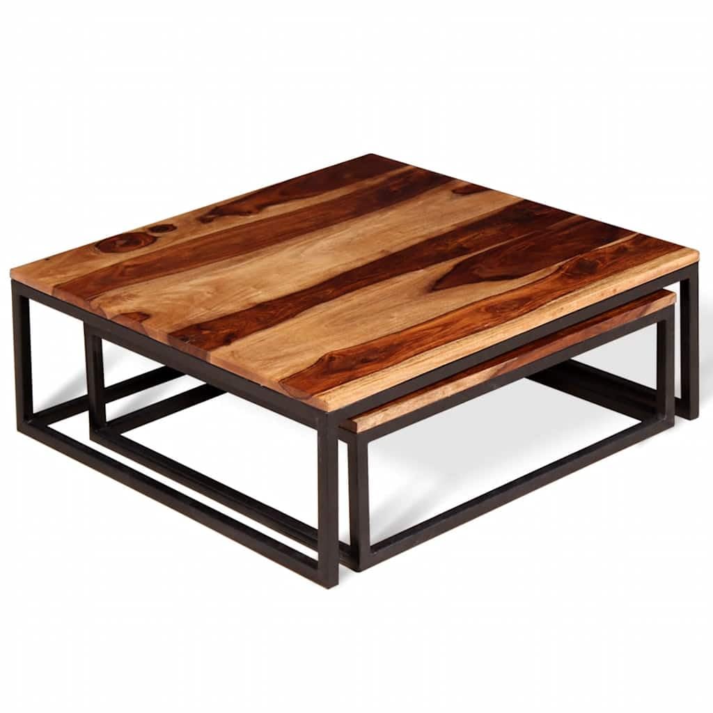 Solid Sheesham Wood Nesting Coffee Table Set V4065