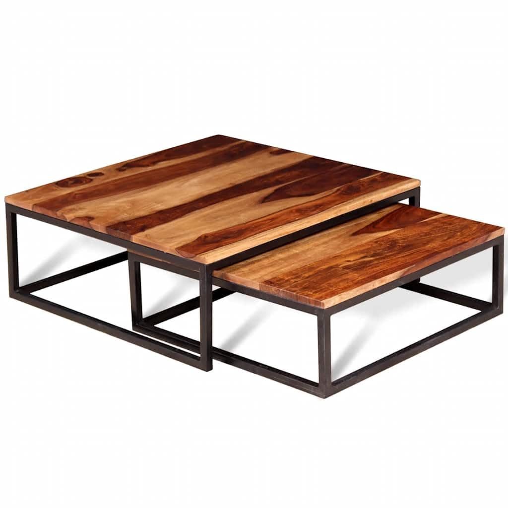 Solid Sheesham Wood Nesting Coffee Table Set V4065