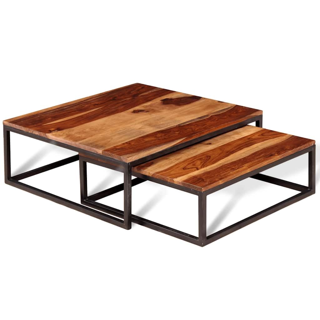 Solid Sheesham Wood Nesting Coffee Table Set V4065
