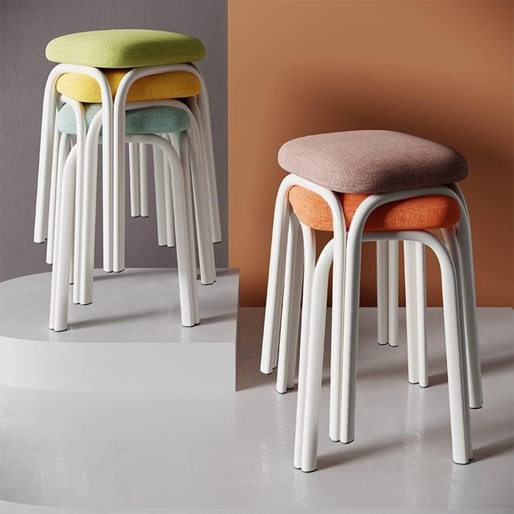 Set of 4 Green Metal Stacking Stools E381744