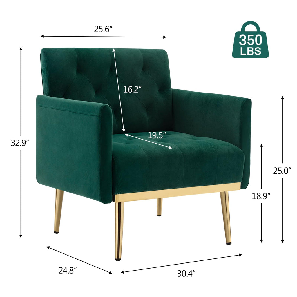 Green Velvet Button Tufted Armchair Set of 2 Q298
