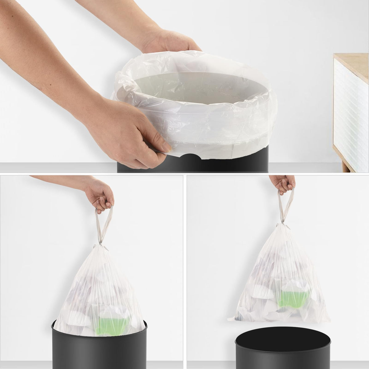 2.6 Gallon 60 Count Clear Drawstring Trash Bags X9841