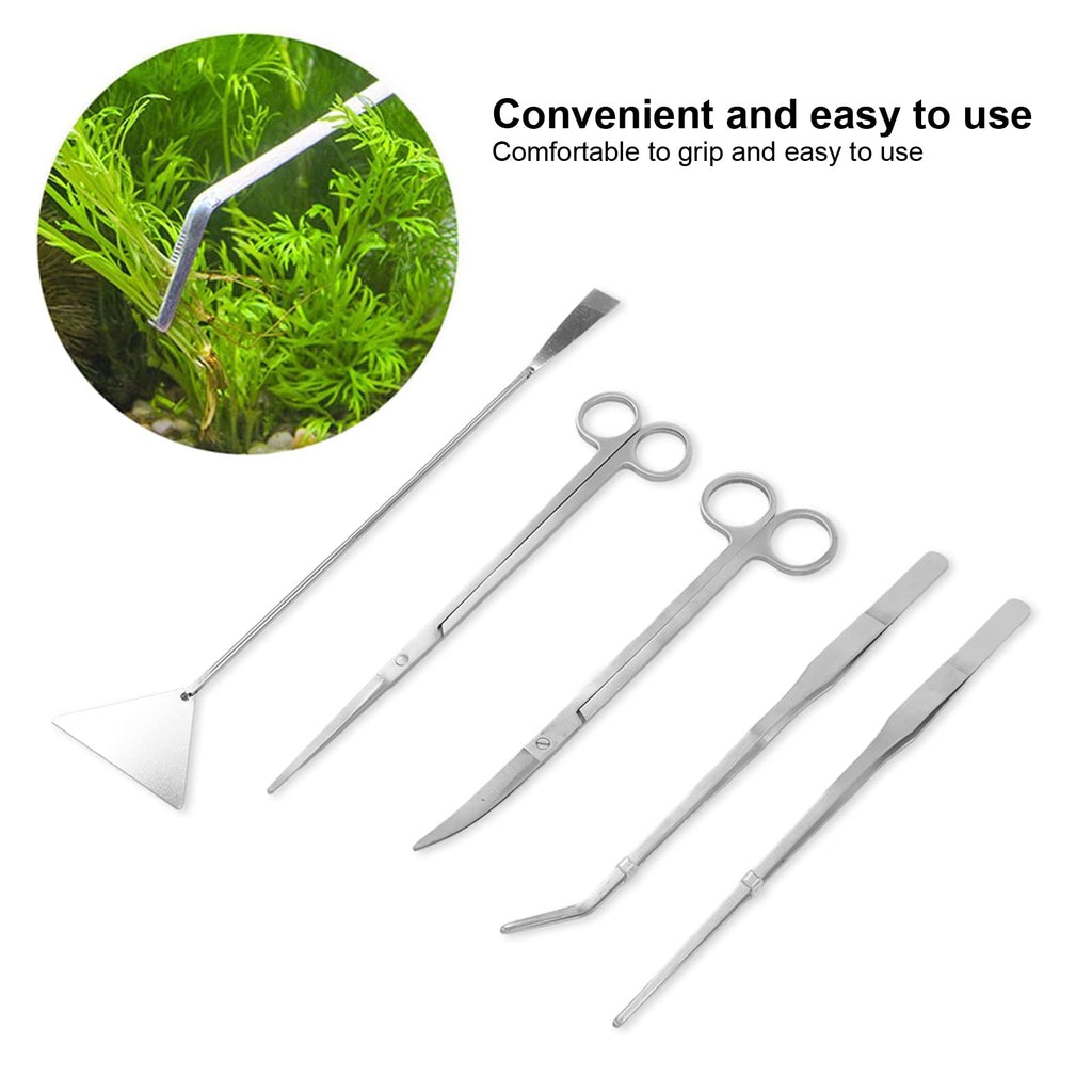Aquarium Scissors and 5 in 1 Aquascaping Kit Stainless Steel 5 Piece Set V296