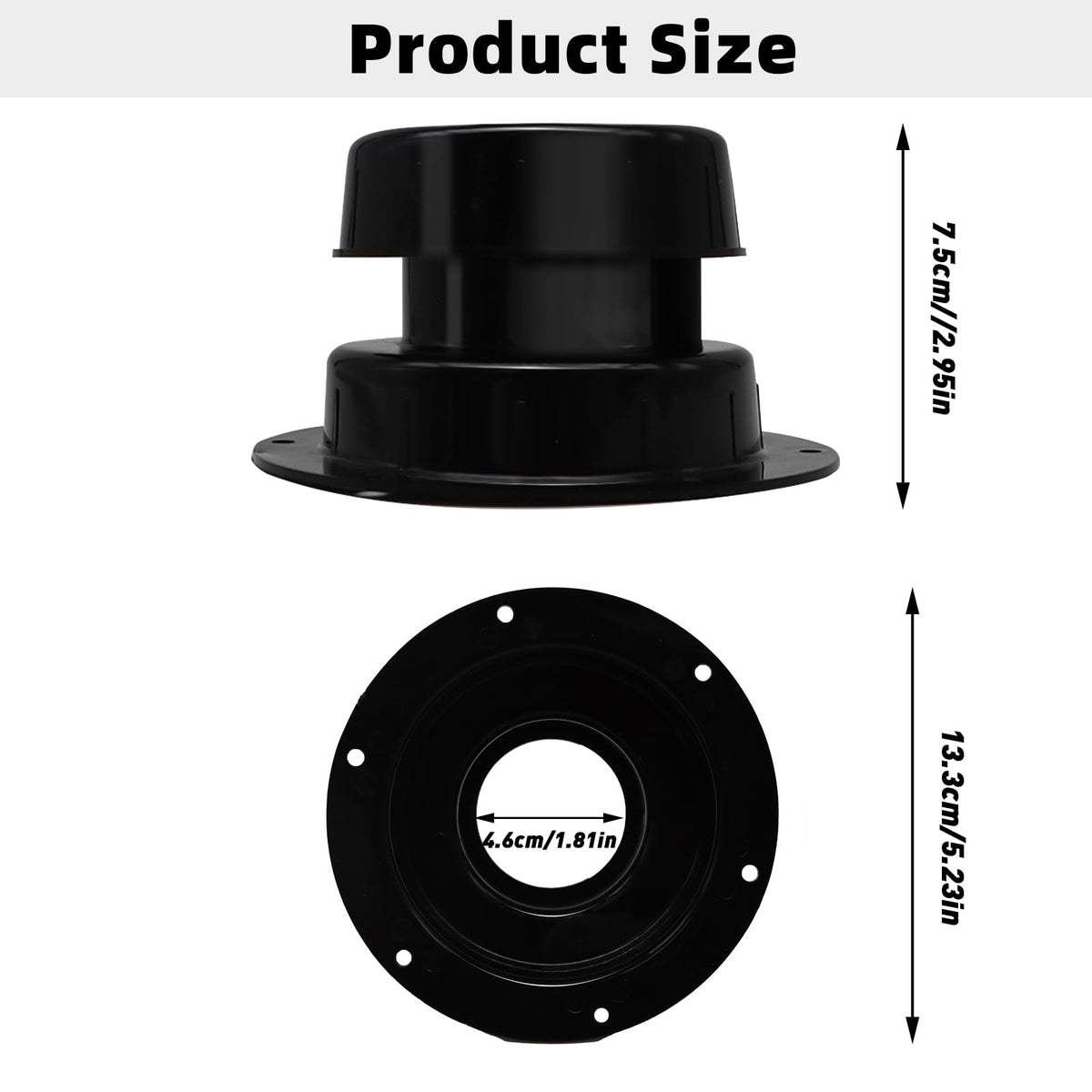 RV Plumbing Vent Caps Kit 2Pcs Plastic Roof Sewer Vent Cover Caps Black Y762