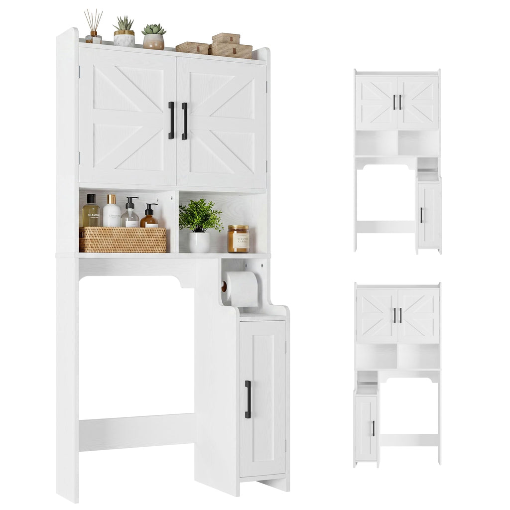 White Over The Toilet Storage Cabinet with Adjustable Shelves N122699