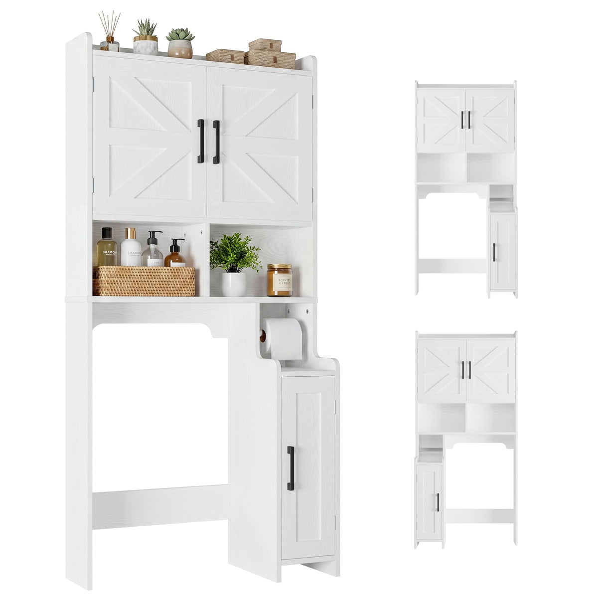 White Over The Toilet Storage Cabinet with Adjustable Shelves N122699