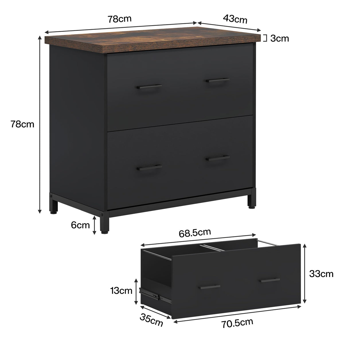 2-Drawer Wood File Cabinet S789