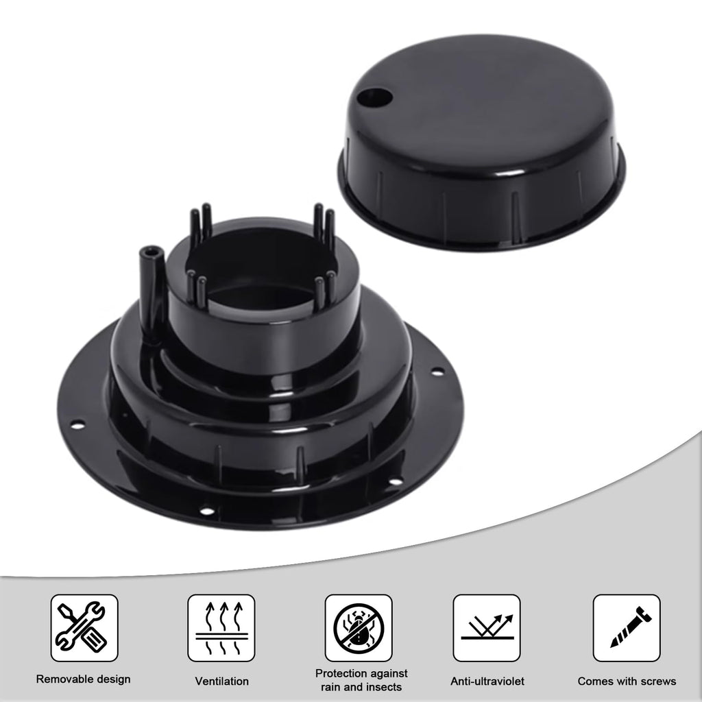 RV Plumbing Vent Caps Kit 2Pcs Plastic Roof Sewer Vent Cover Caps Black Y762