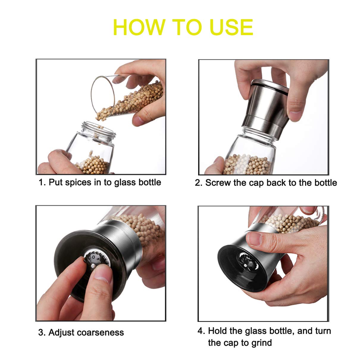 Salt or Pepper Grinder Mill Shaker Adjustable F2047