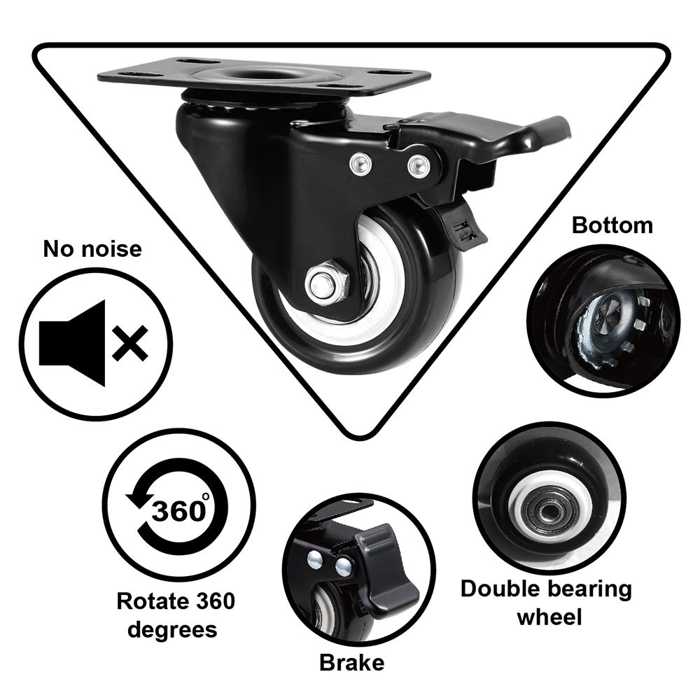 2" Caster Wheels Set of 4 with Brake C978
