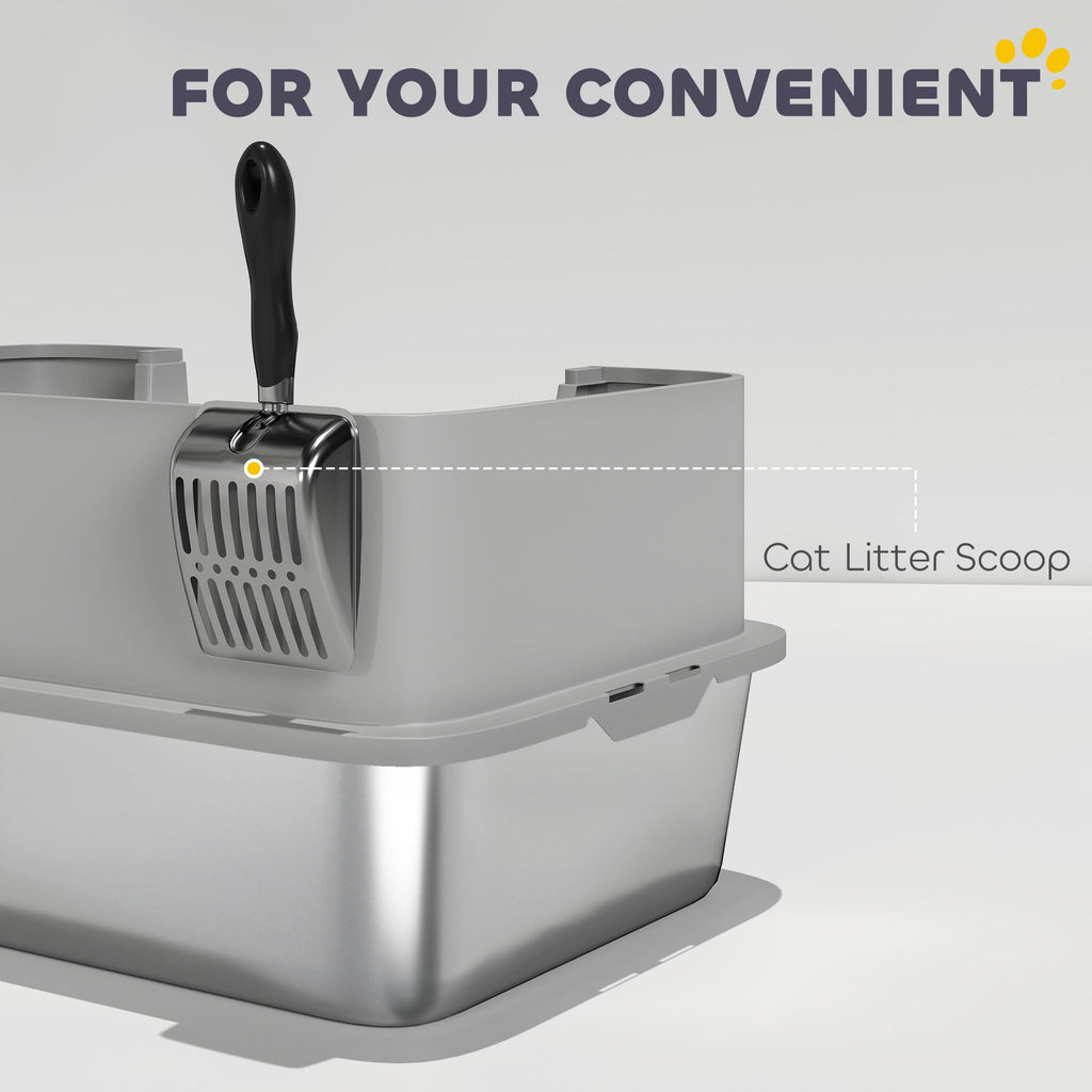 Stainless Steel Extra Large High Sided Litter Box with Scoop J49899