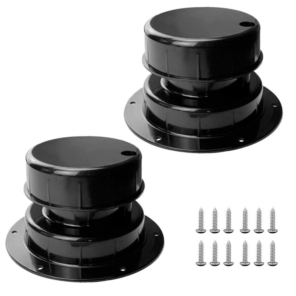 RV Plumbing Vent Caps Kit 2Pcs Plastic Roof Sewer Vent Cover Caps Black Y762
