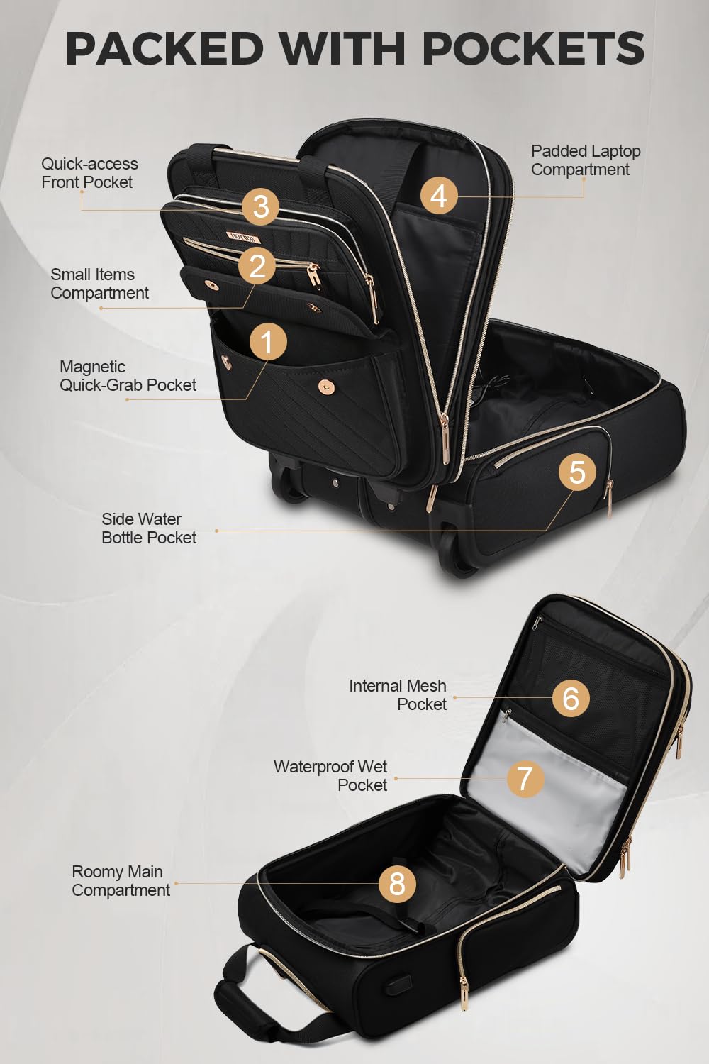 16” Softside Underseat Carry On Luggage with Wheels G797663
