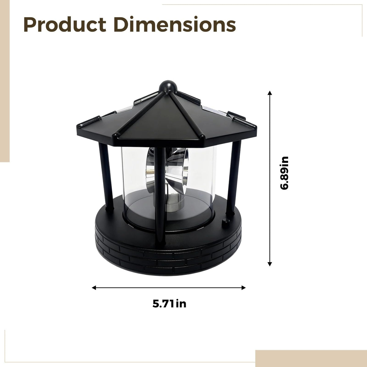 Solar Lighthouse with Rotating Beacon, 5.7 x 5.7 x 6.9 in S183496