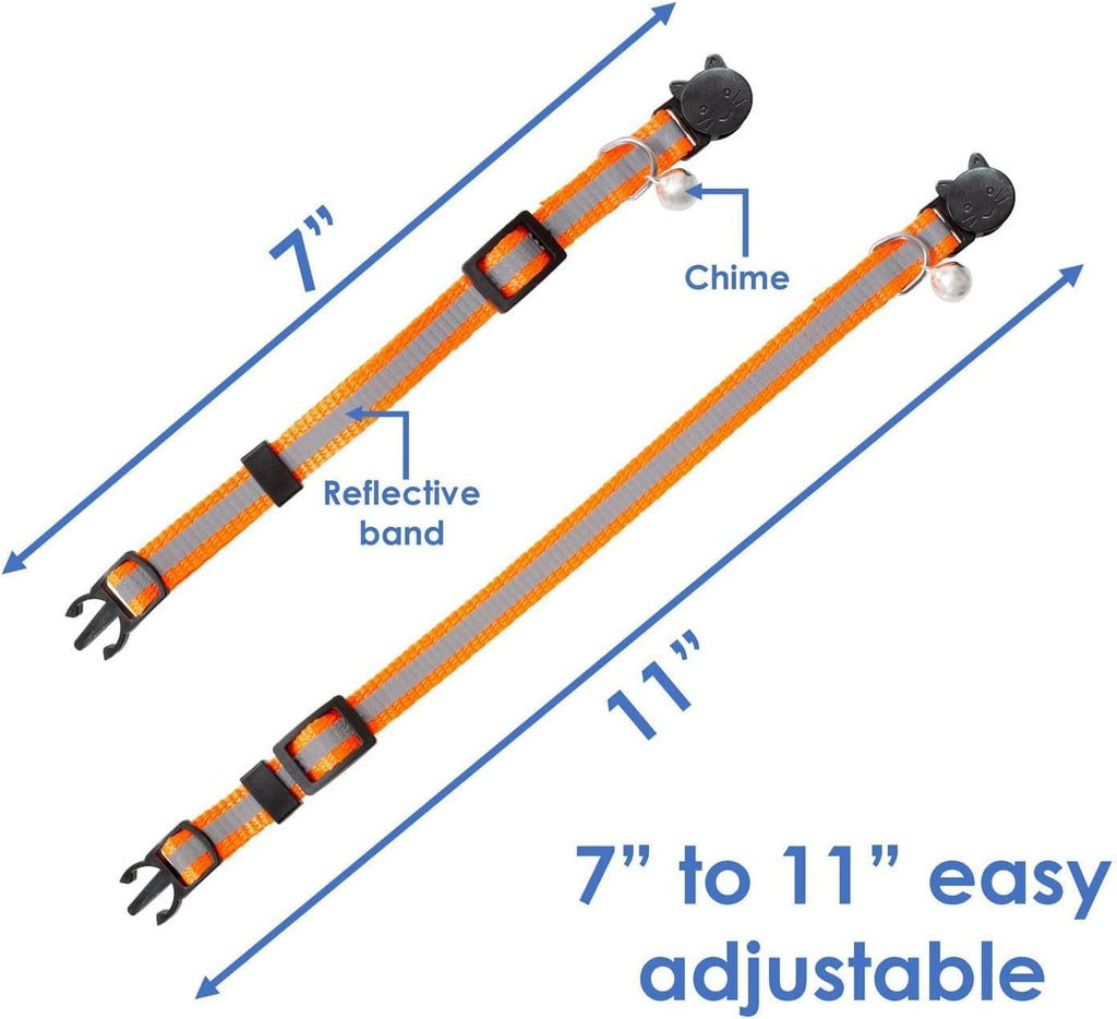 Reflective Nylon Cat Collar with Bell, Set of 6 Q793