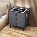 Gray 3 Tier Nightstand with Wireless Charging and Fingerprint Lock I162