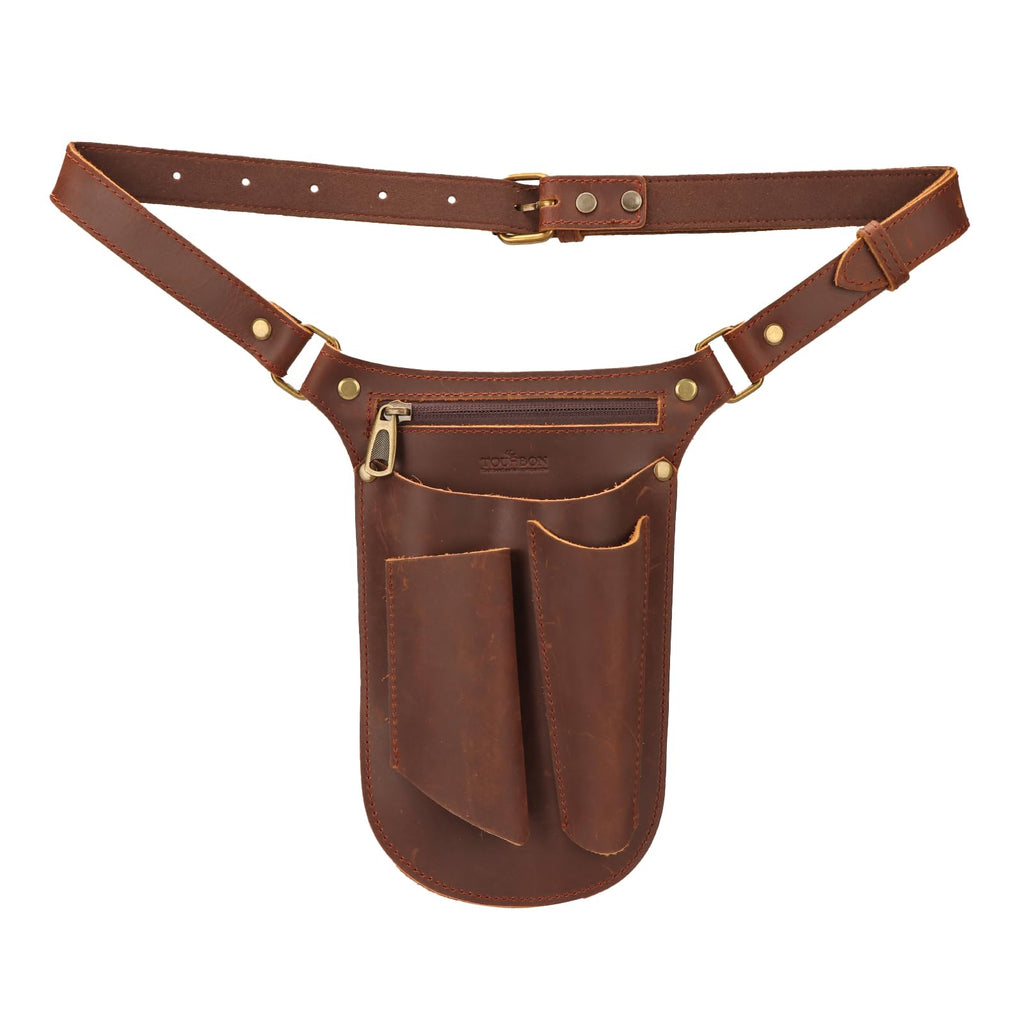 Brown Leather Gardening Tool Belt with 4 Pockets X654557