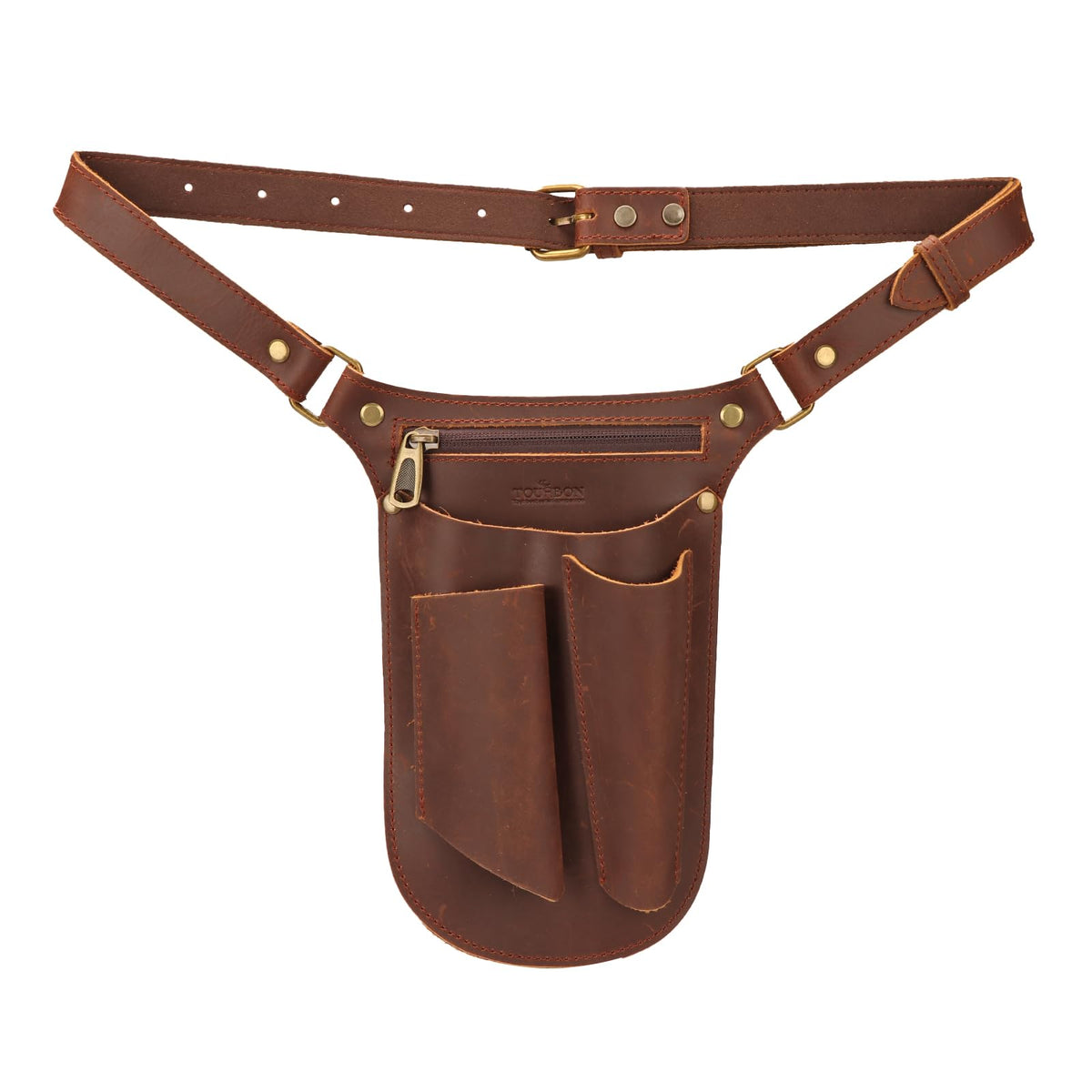 Brown Leather Gardening Tool Belt with 4 Pockets X654557