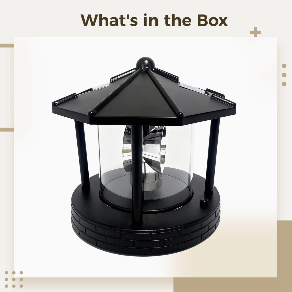 Solar Lighthouse with Rotating Beacon, 5.7 x 5.7 x 6.9 in S183496