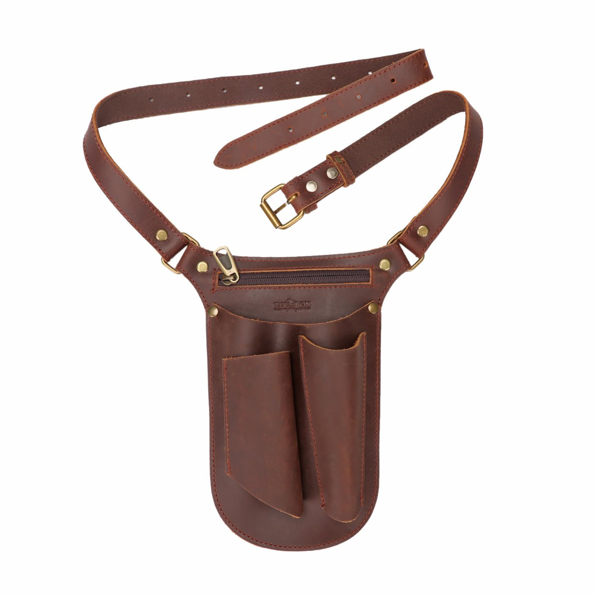 Brown Leather Gardening Tool Belt with 4 Pockets X654557