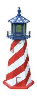 Patriotic Style Outdoor Lighthouse with Solar LED Light, 48" Tall U364