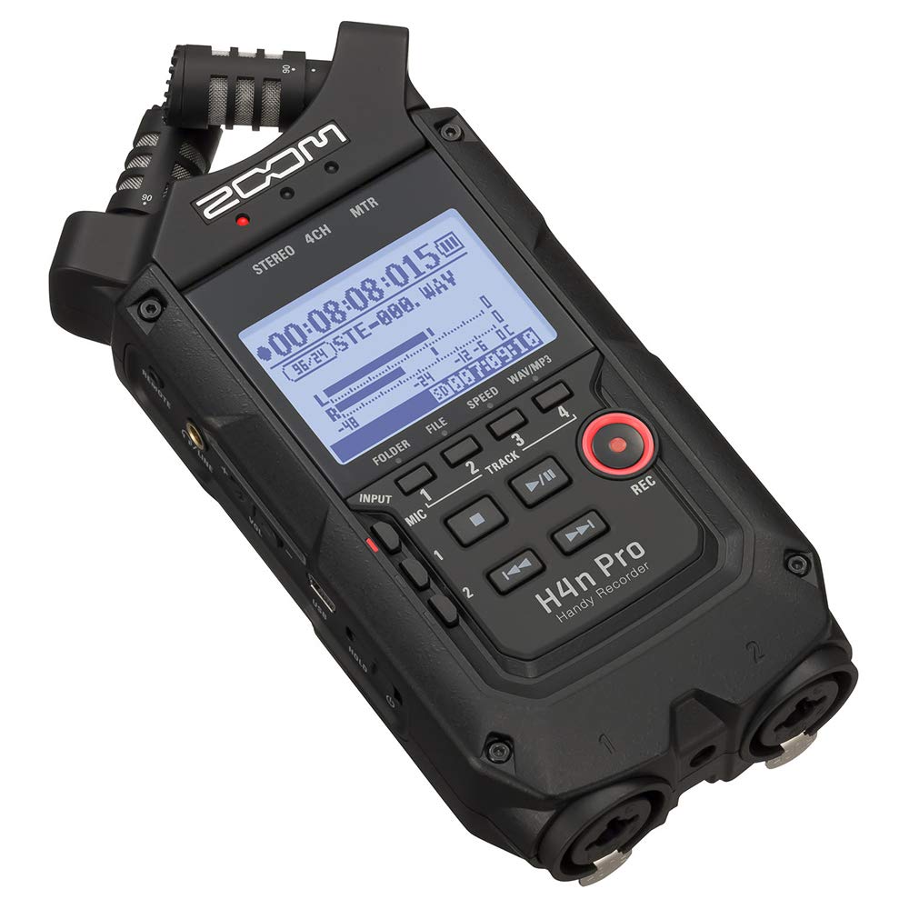 All Black 4-Track Portable Recorder with AC Adapter, Windbuster, 16GB Memory Card & USB Cable W677973