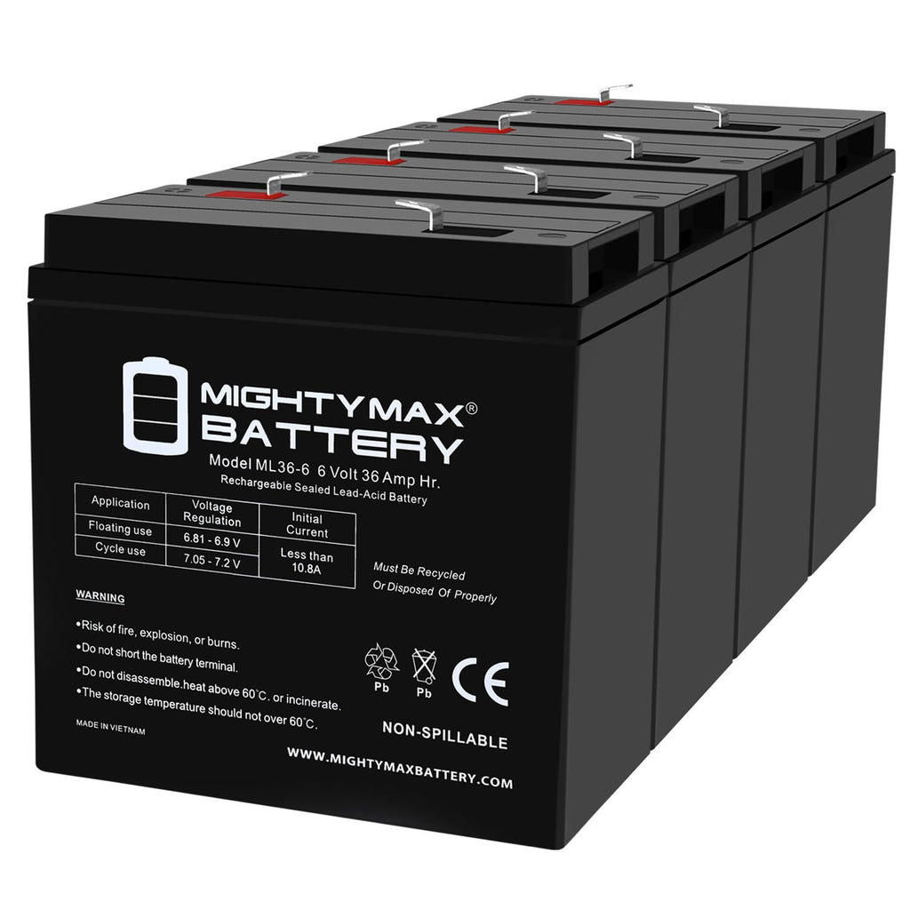 6 Volt 36 AH Rechargeable SLA AGM Battery 4 Pack J936529