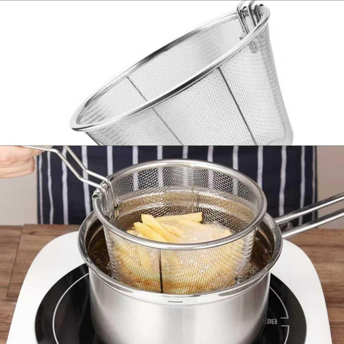 7-Inch Round Stainless Steel Deep Fryer Basket Z87597