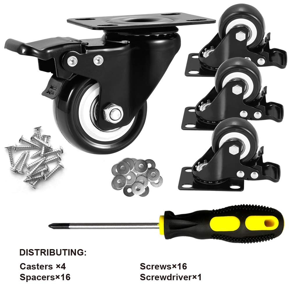 2" Caster Wheels Set of 4 with Brake C978
