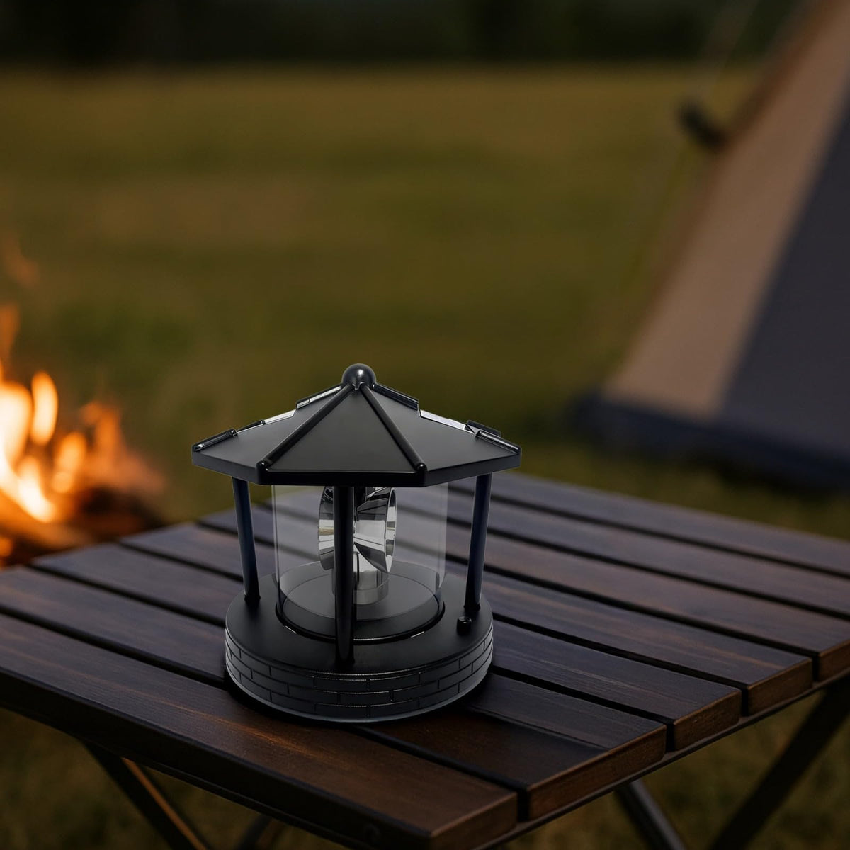 Solar Lighthouse with Rotating Beacon, 5.7 x 5.7 x 6.9 in S183496