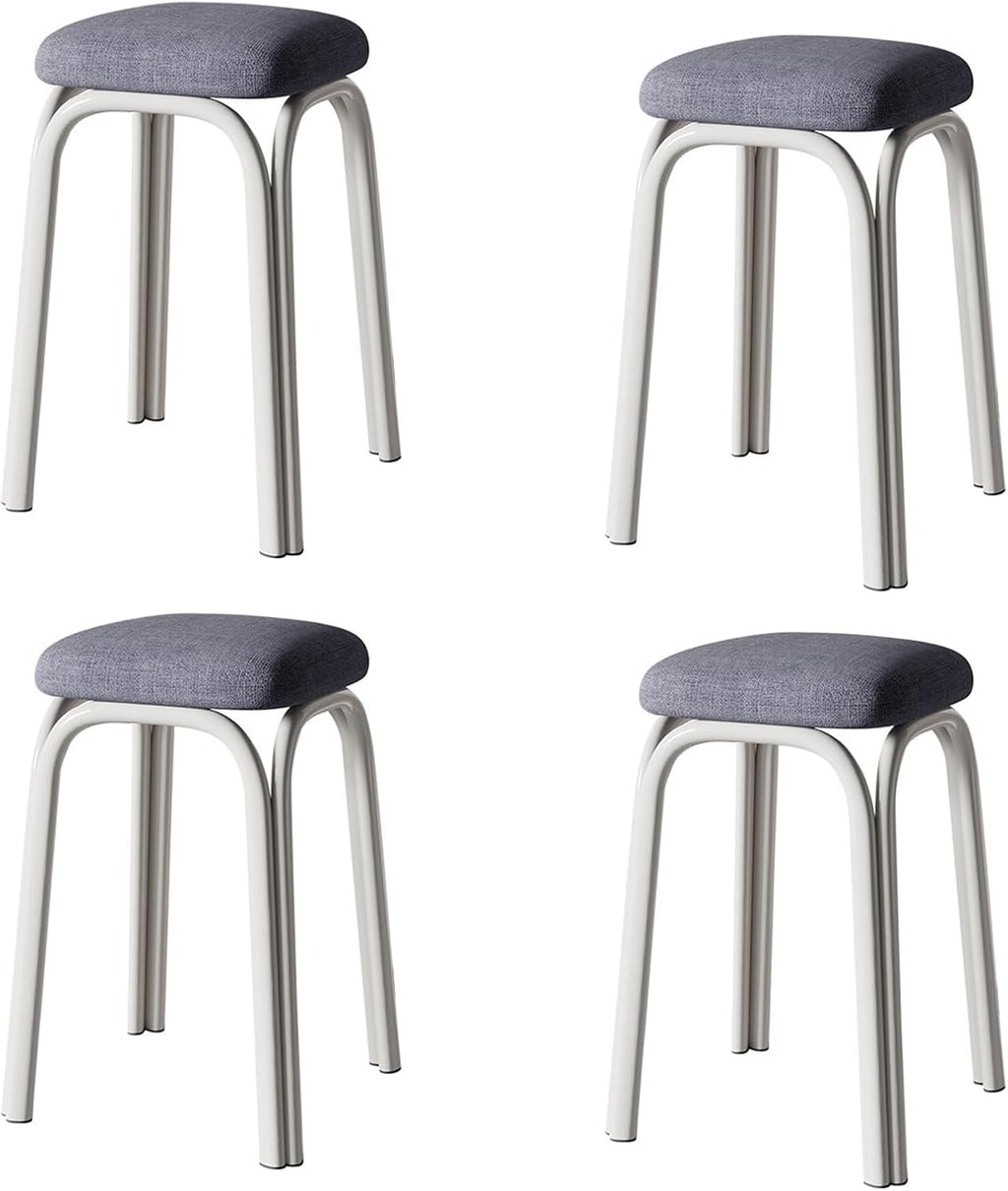Set of 4 Green Metal Stacking Stools E381744