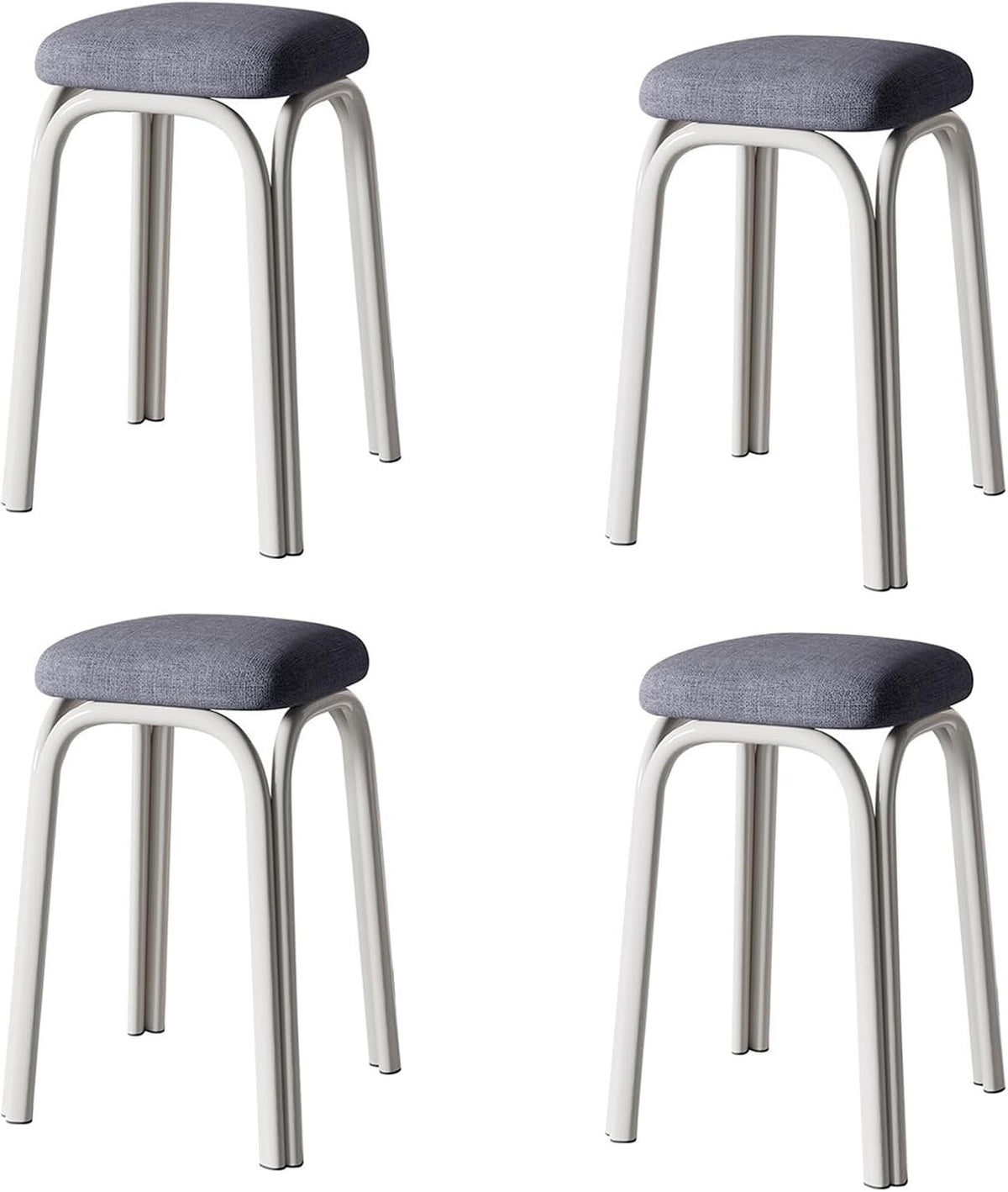 Set of 4 Green Metal Stacking Stools E381744