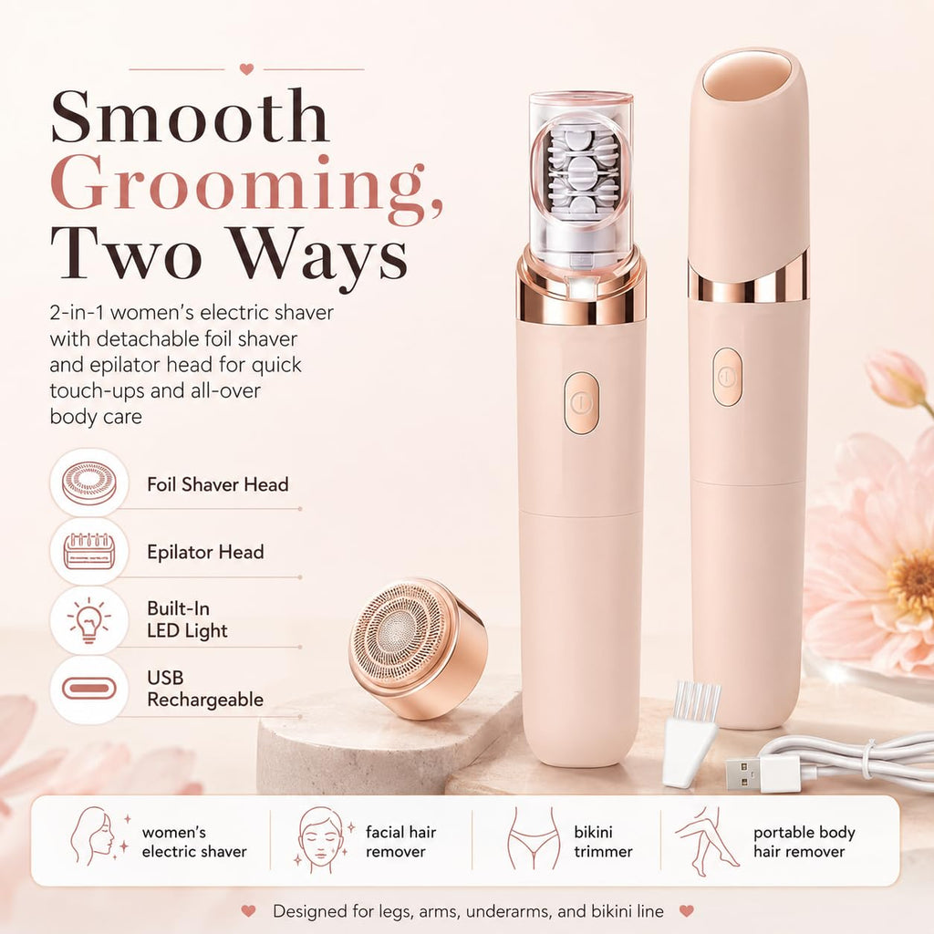 2-in-1 Facial Hair Remover with LED Light Q382713