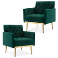 Green Velvet Button Tufted Armchair Set of 2 Q298