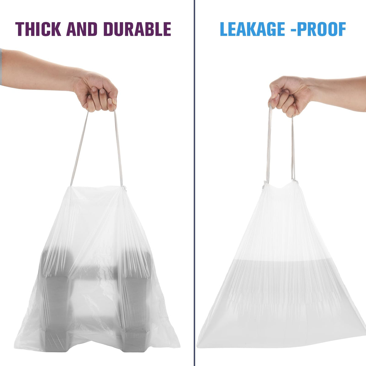 2.6 Gallon 60 Count Clear Drawstring Trash Bags X9841