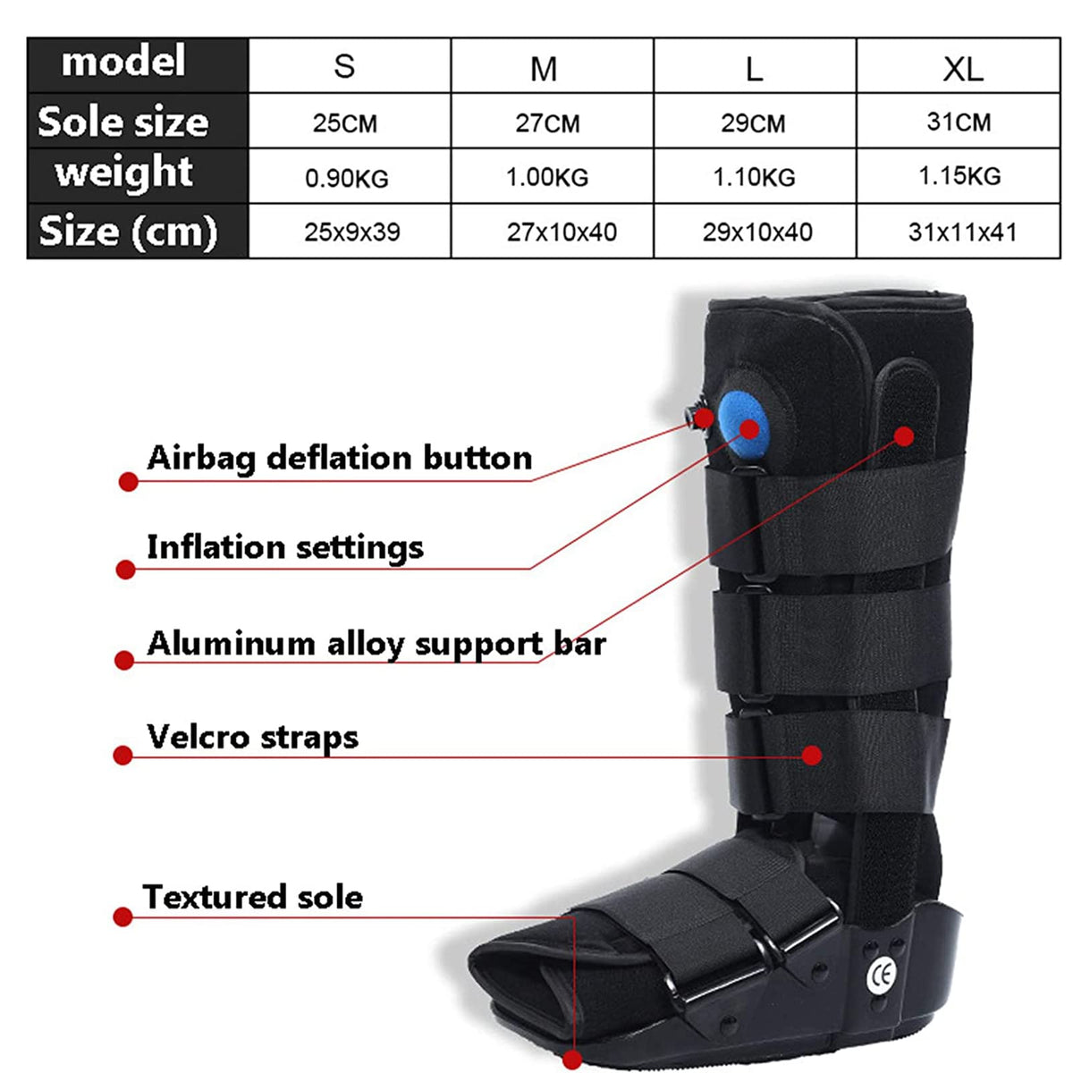 Pneumatic Walking Boot with Air Pump Gray M K18546