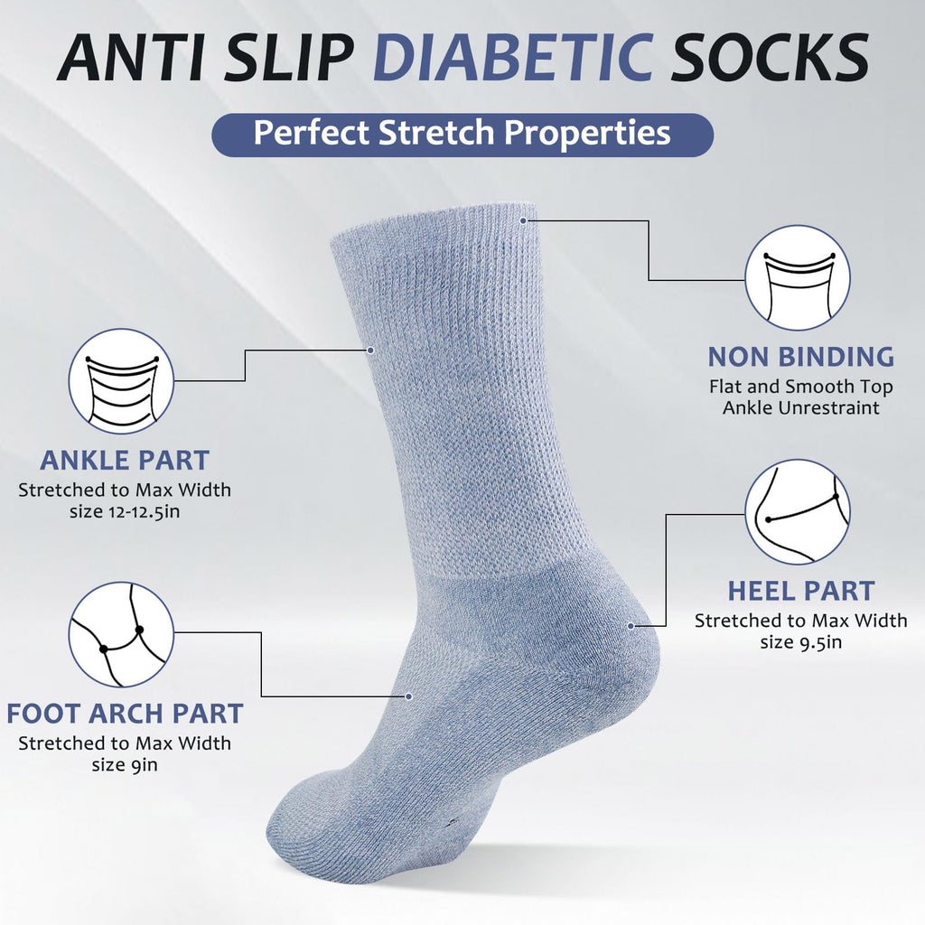 6 Pairs Non Binding Seamless Toe Crew Socks D858