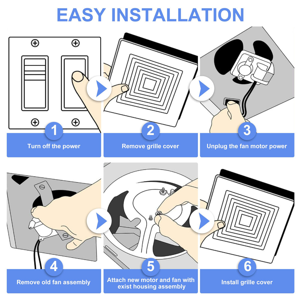 Bathroom Exhaust Fan Motor Replacement Kit 50CFM 120V Q7094