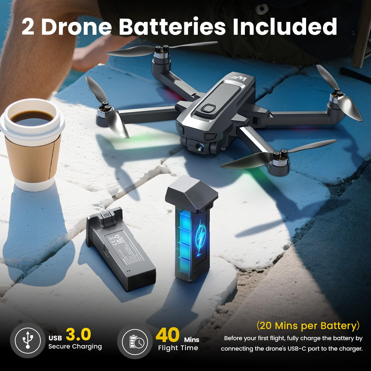 4K Foldable GPS Drone with 4.5" Screen Under 249g Black P719002