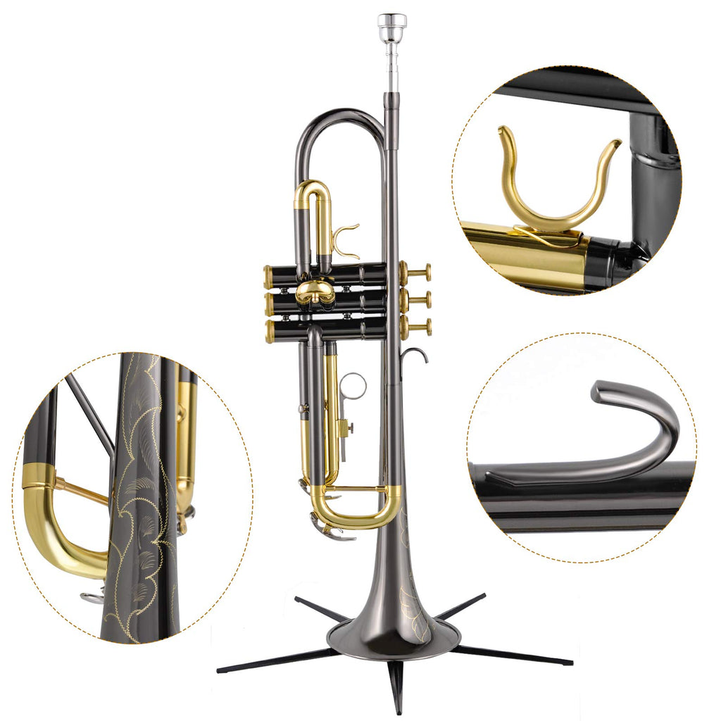 Bb Trumpet Set with Carrying Case, Gloves, 7C Mouthpiece, Tuning Rod, Black Nickel X21929