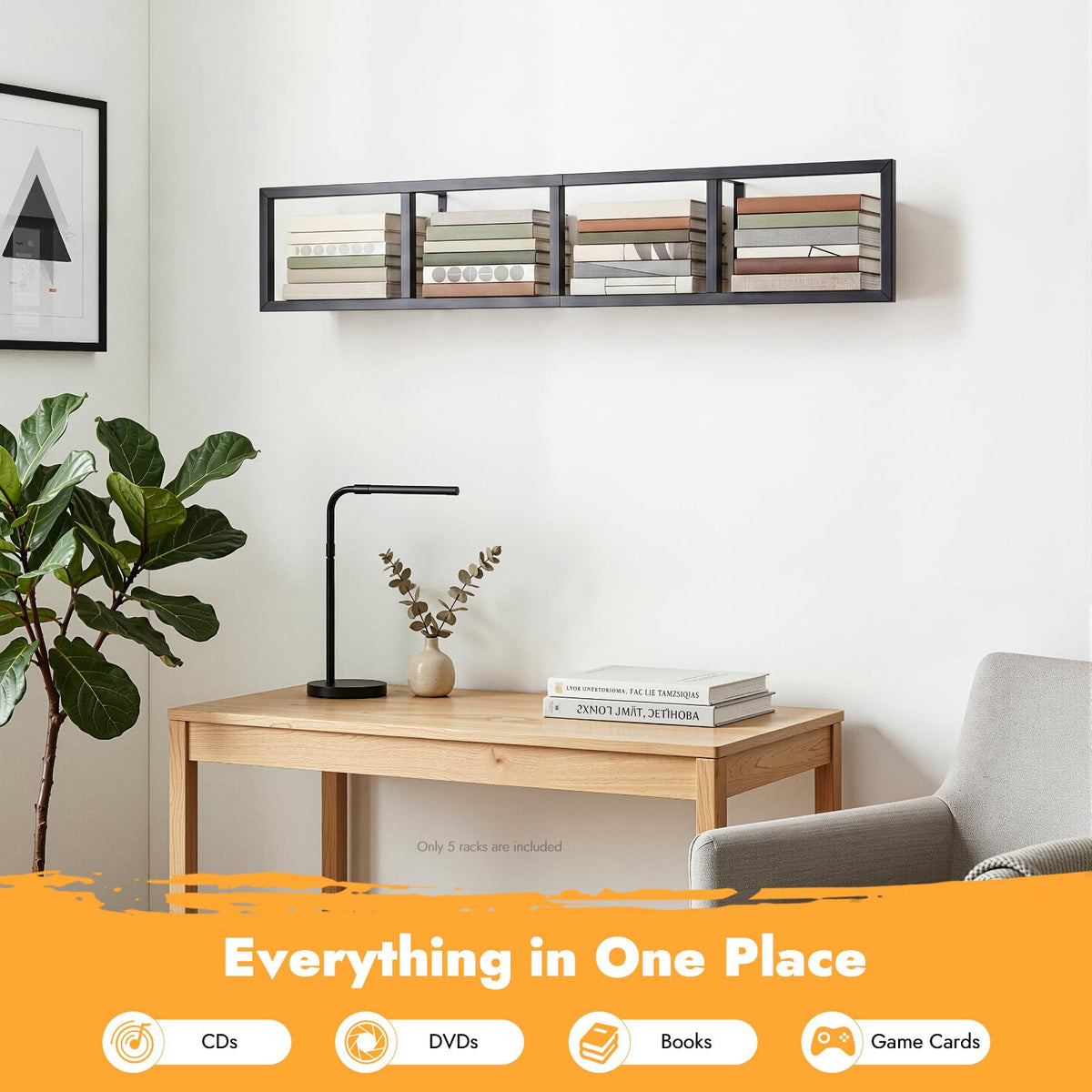 5Pcs Wall Mount Media Storage Rack A456
