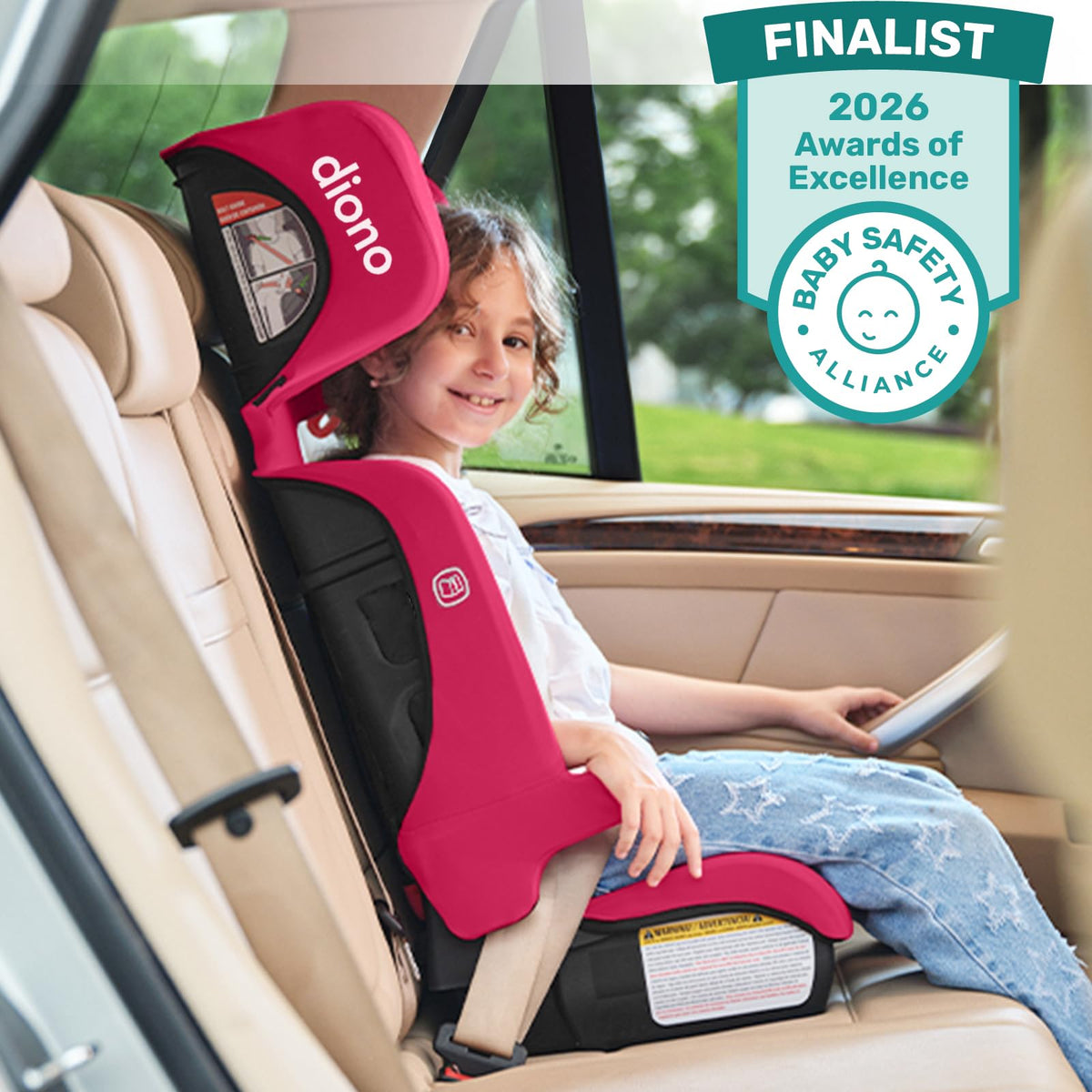 Pink Foldable High Back Booster Seat V3109