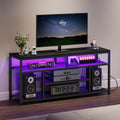 Black 4-Tier LED TV Stand with Charging Station F78905