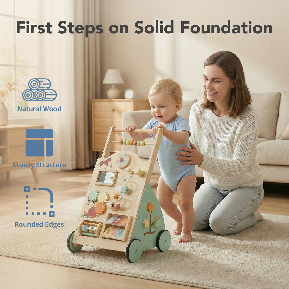 Wooden Baby Walker with Activity Center J296262