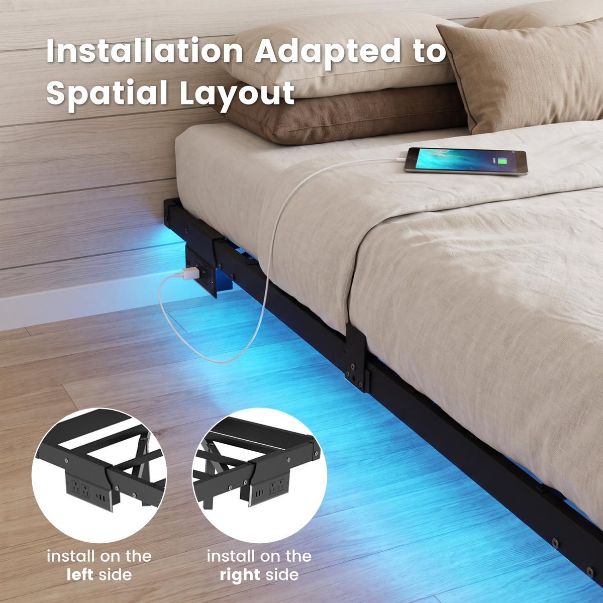 Full Floating Bed Frame with LED Lights Z828089