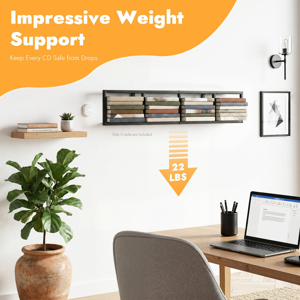 5Pcs Wall Mount Media Storage Rack A456