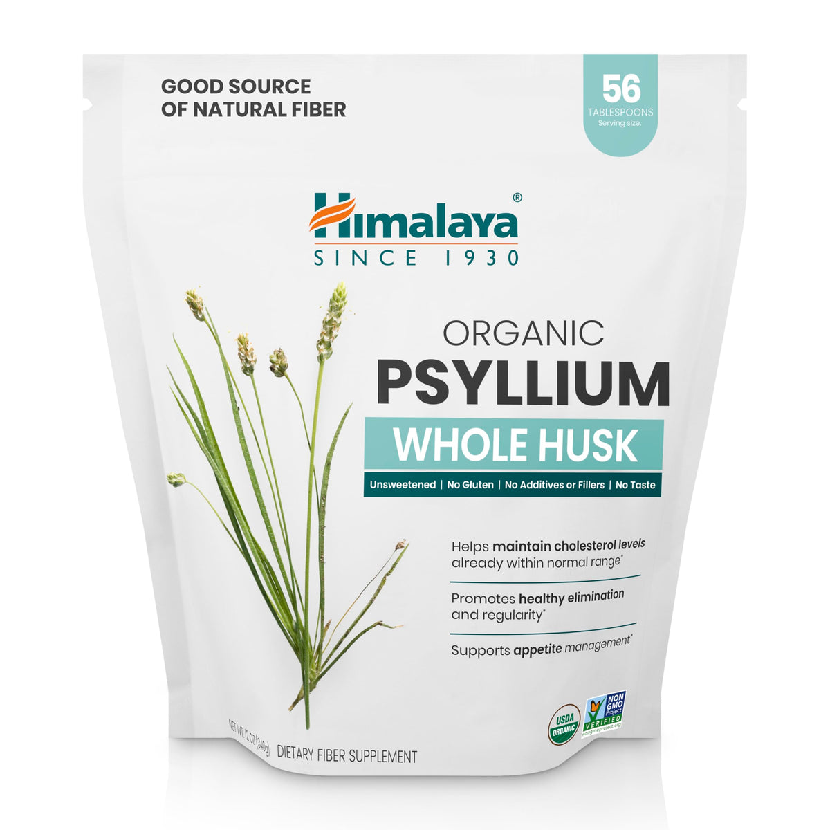 Organic Psyllium Whole Husk Fiber Supplement, Unflavored, 12 oz S4104